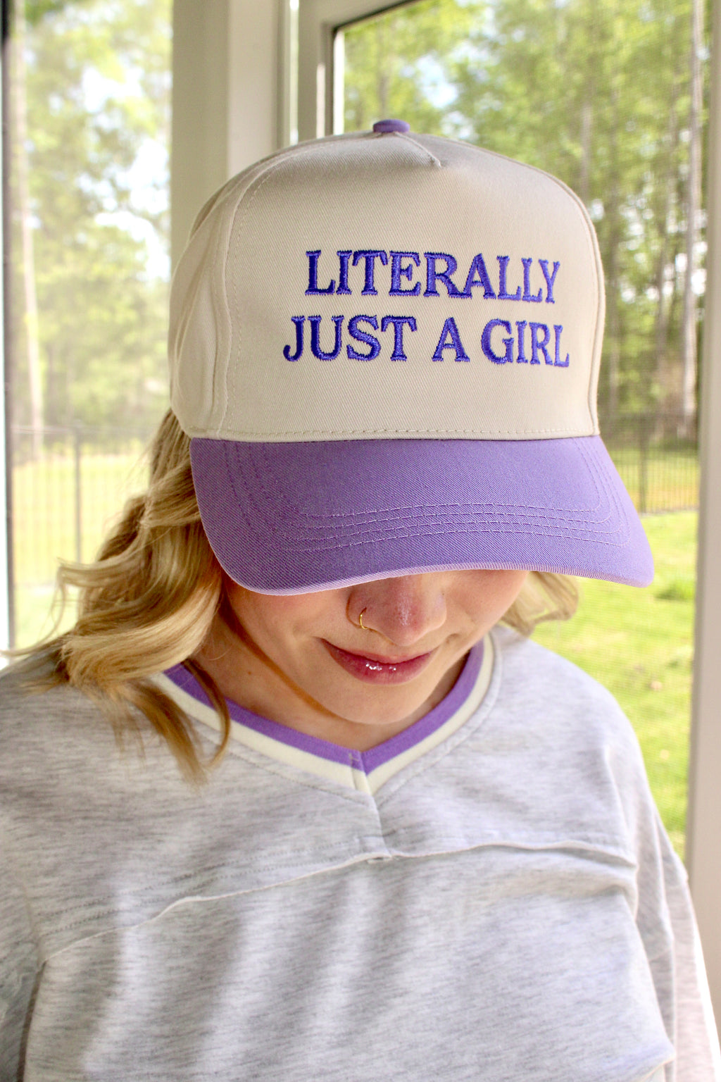 Literally Just A Girl Baseball Cap: Lavender