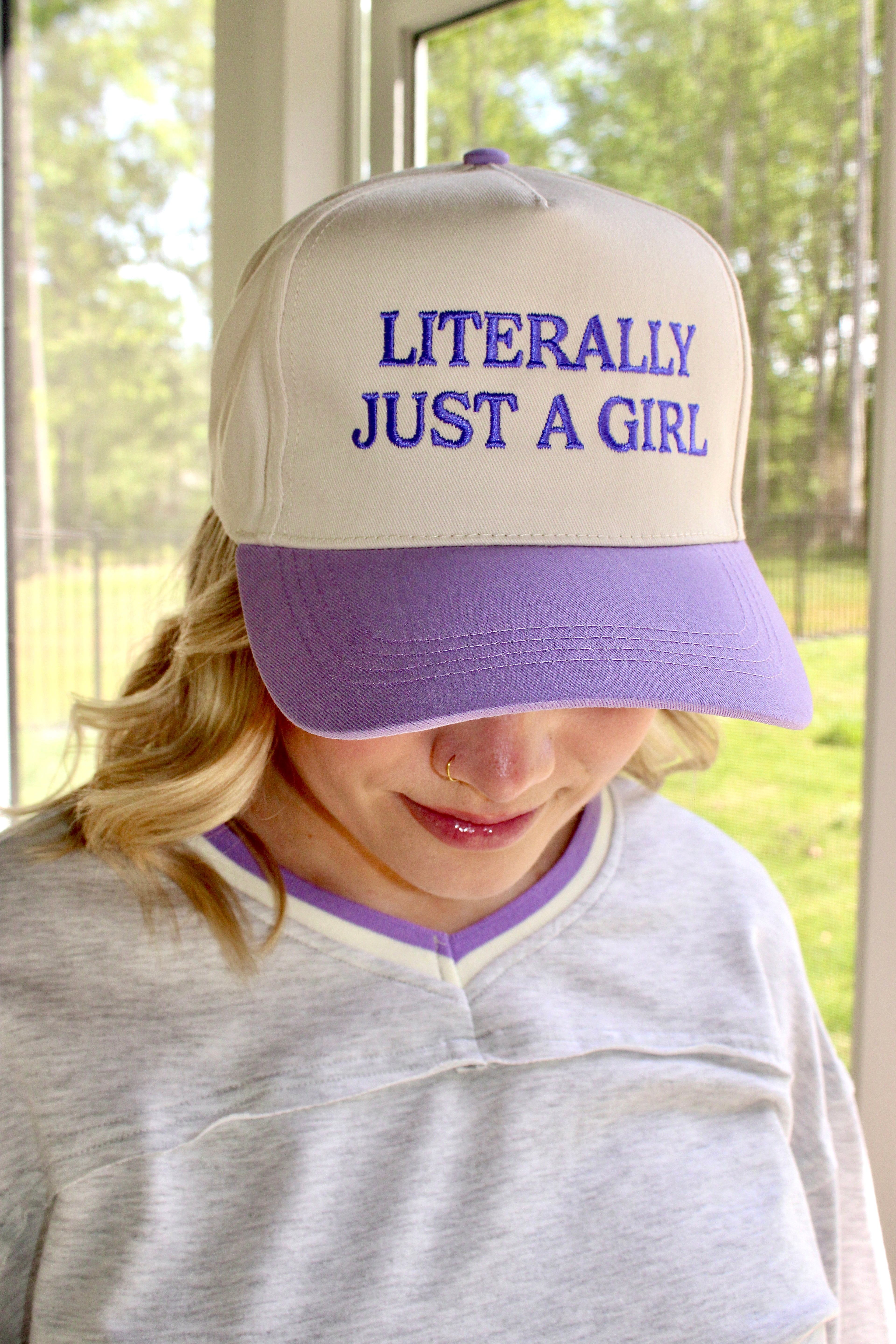 Literally Just A Girl Baseball Cap: Lavender