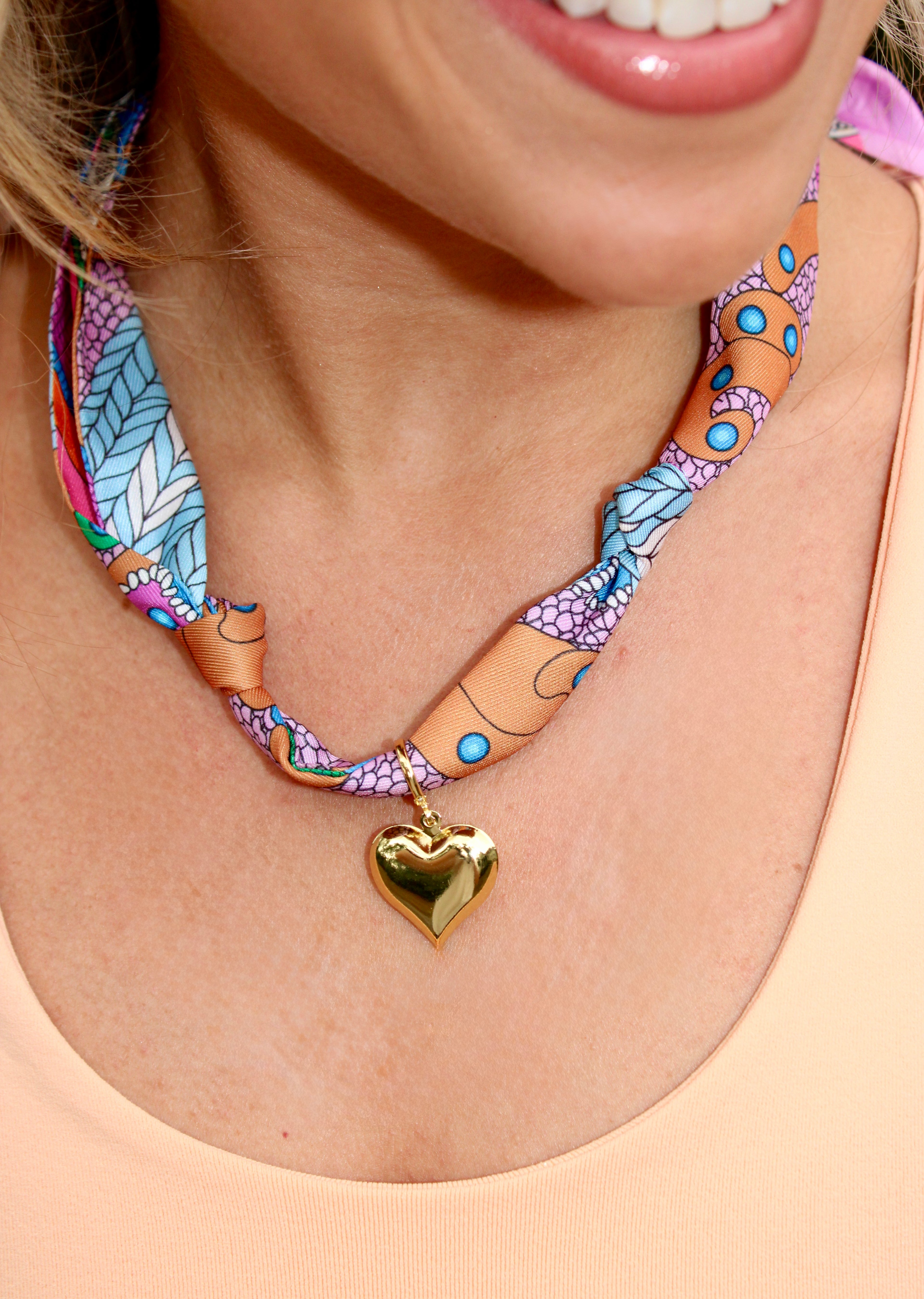 Scarf Charm Necklace: Pink & Orange