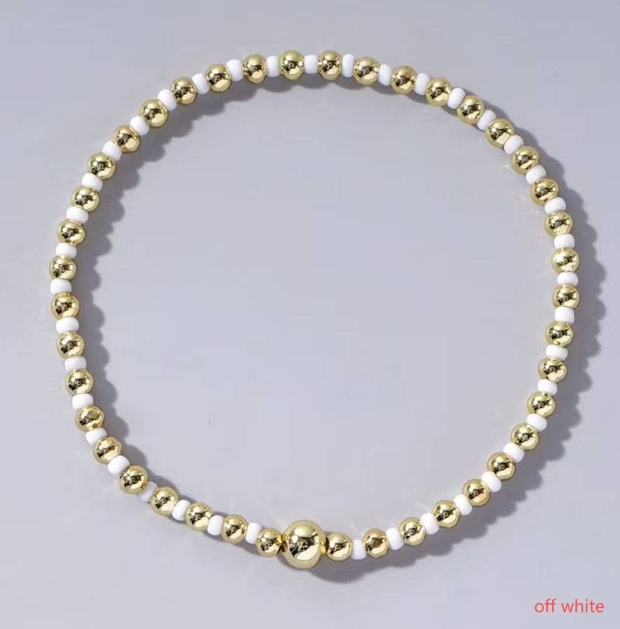 Beaded Bracelet: Off White