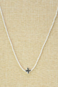 Dainty Cross Pendant Necklace: Silver
