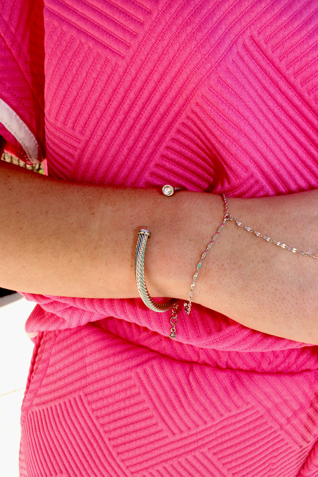 Stone Tip Cuff Bracelet: Silver