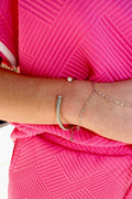 Stone Tip Cuff Bracelet: Silver