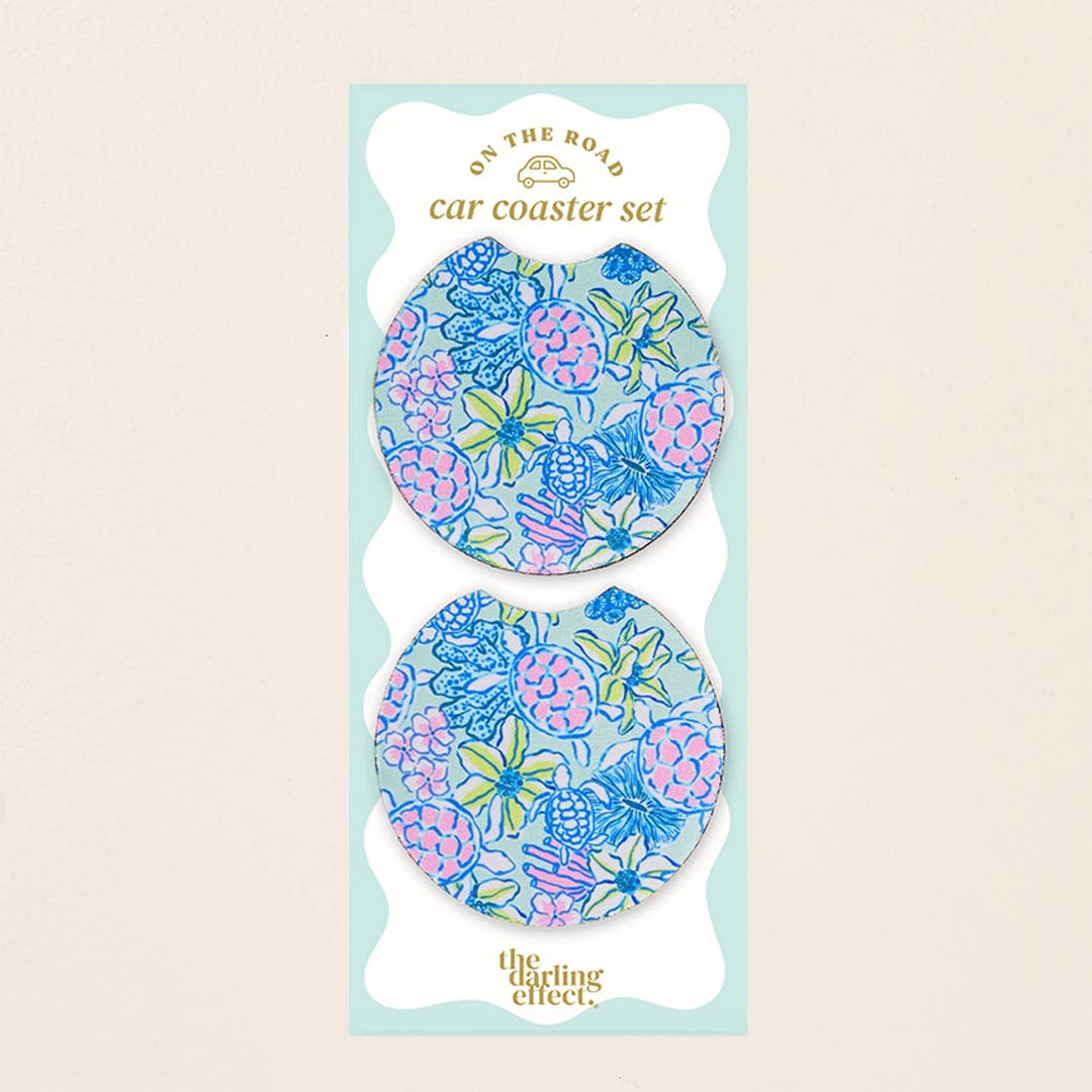 Car Coasters: Blue Floral