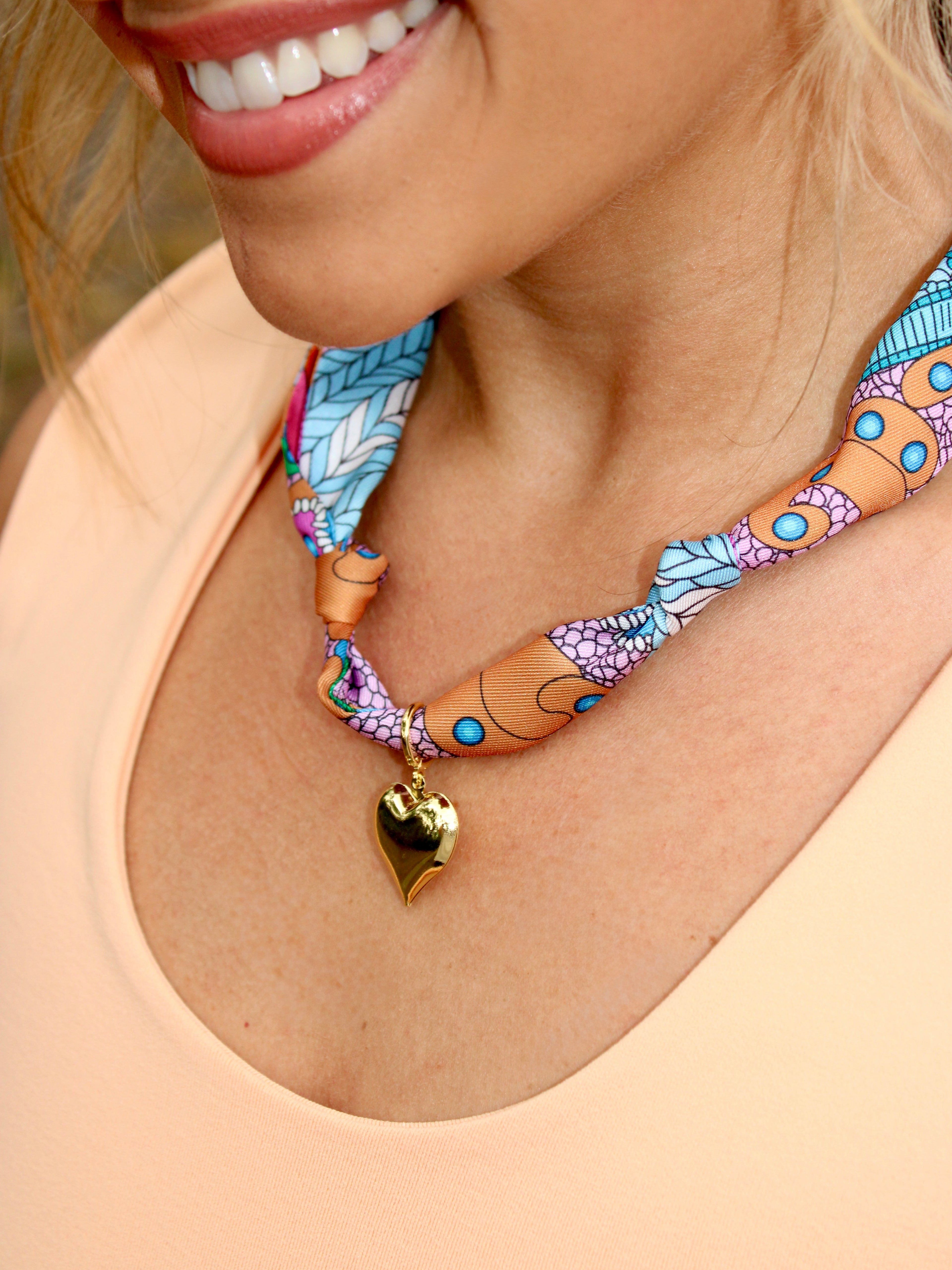 Scarf Charm Necklace: Pink & Orange