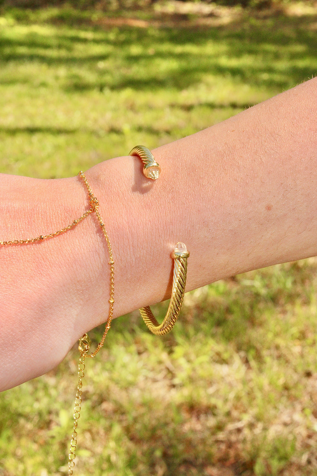 Stone Tip Cuff Bracelet: Gold