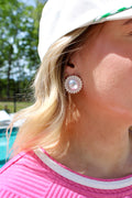 Rim Pearl Stud Earrings: Silver