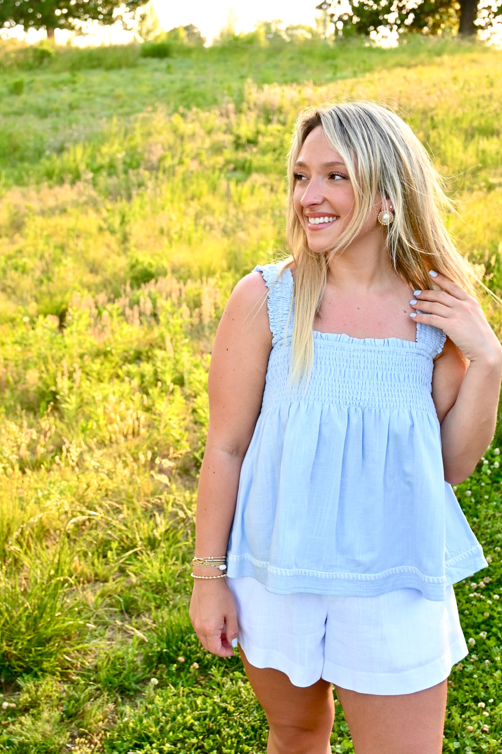 Sea Smocked Top