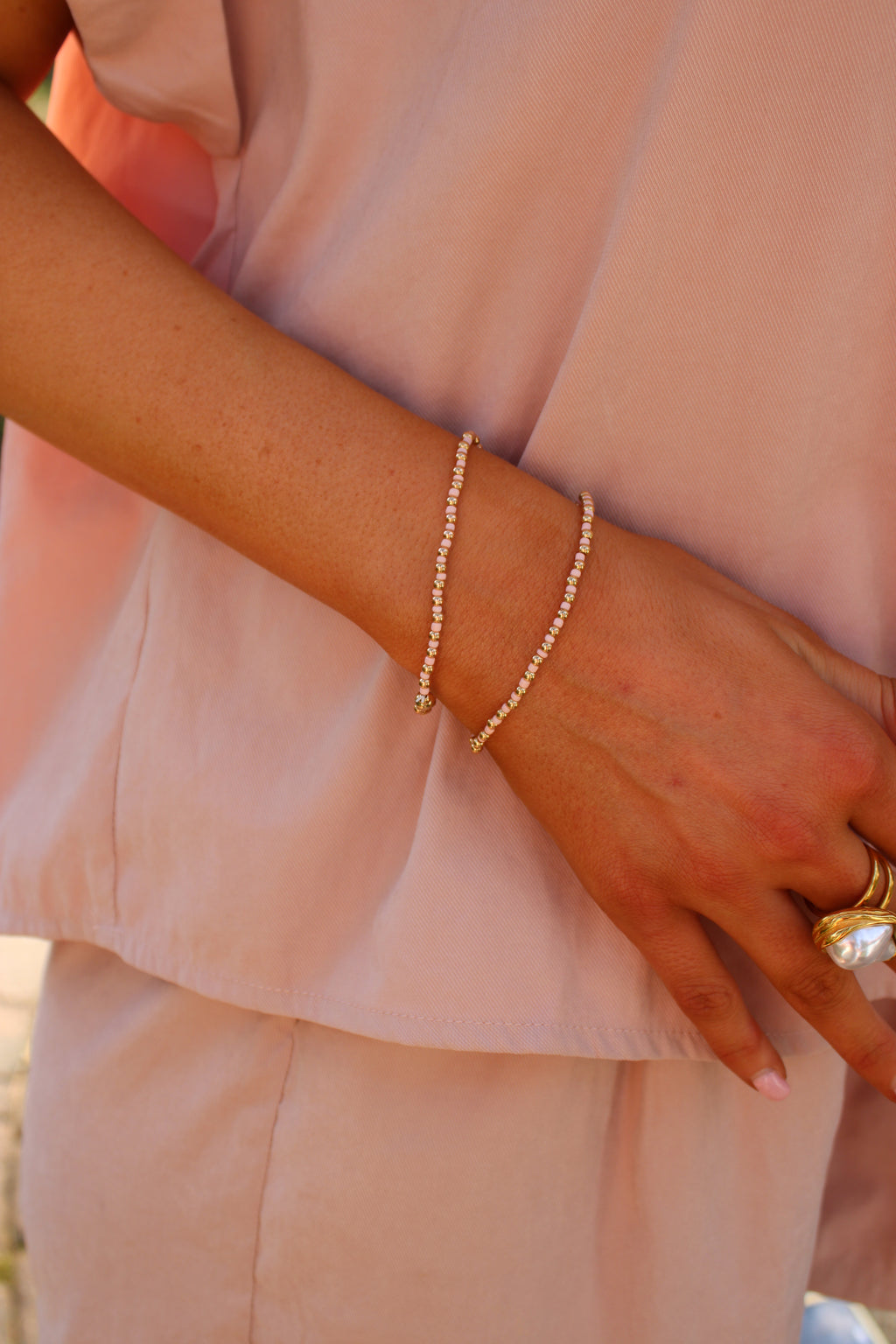 Beaded Bracelet: Light Pink