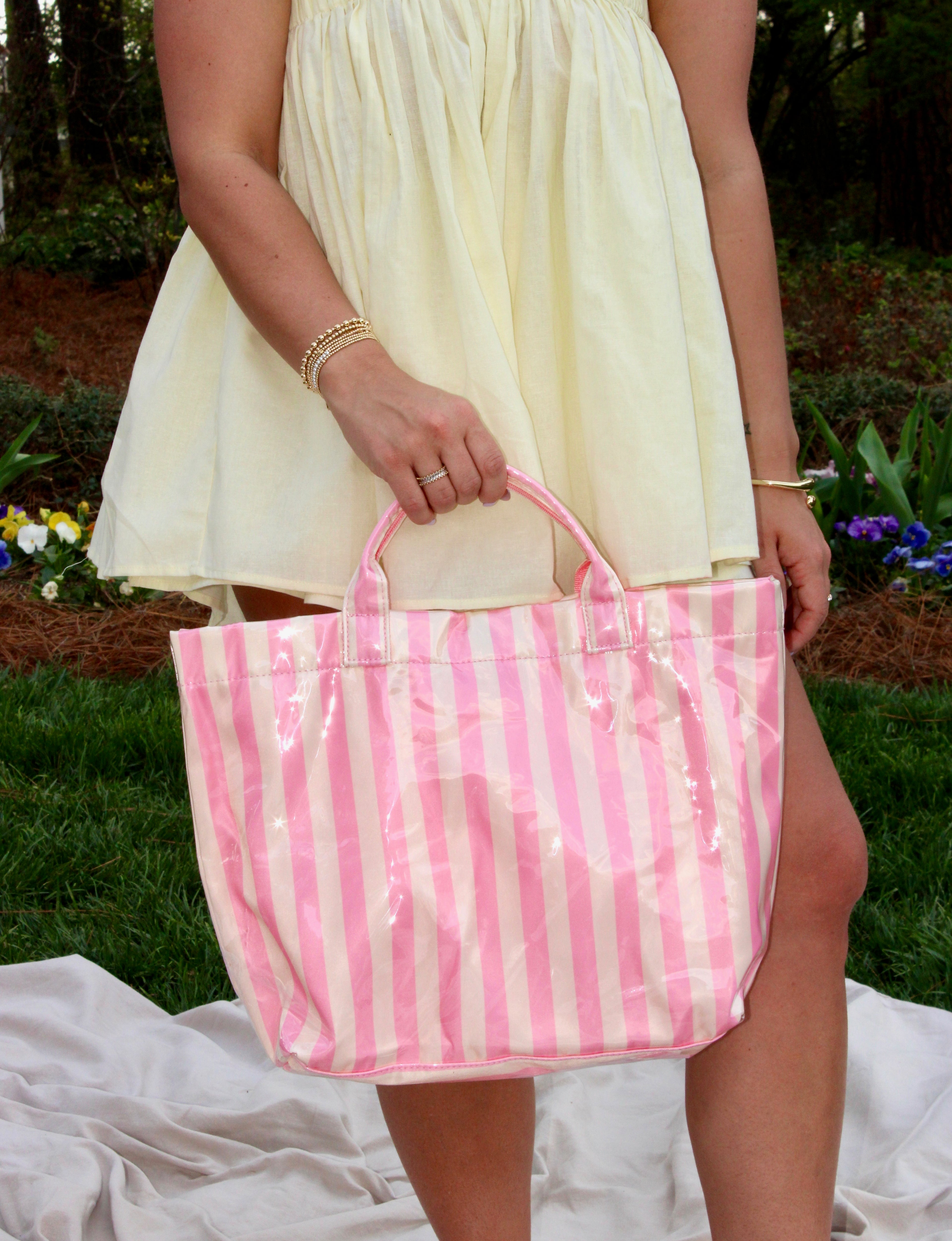 Vinyl Tote: Pink & Yellow