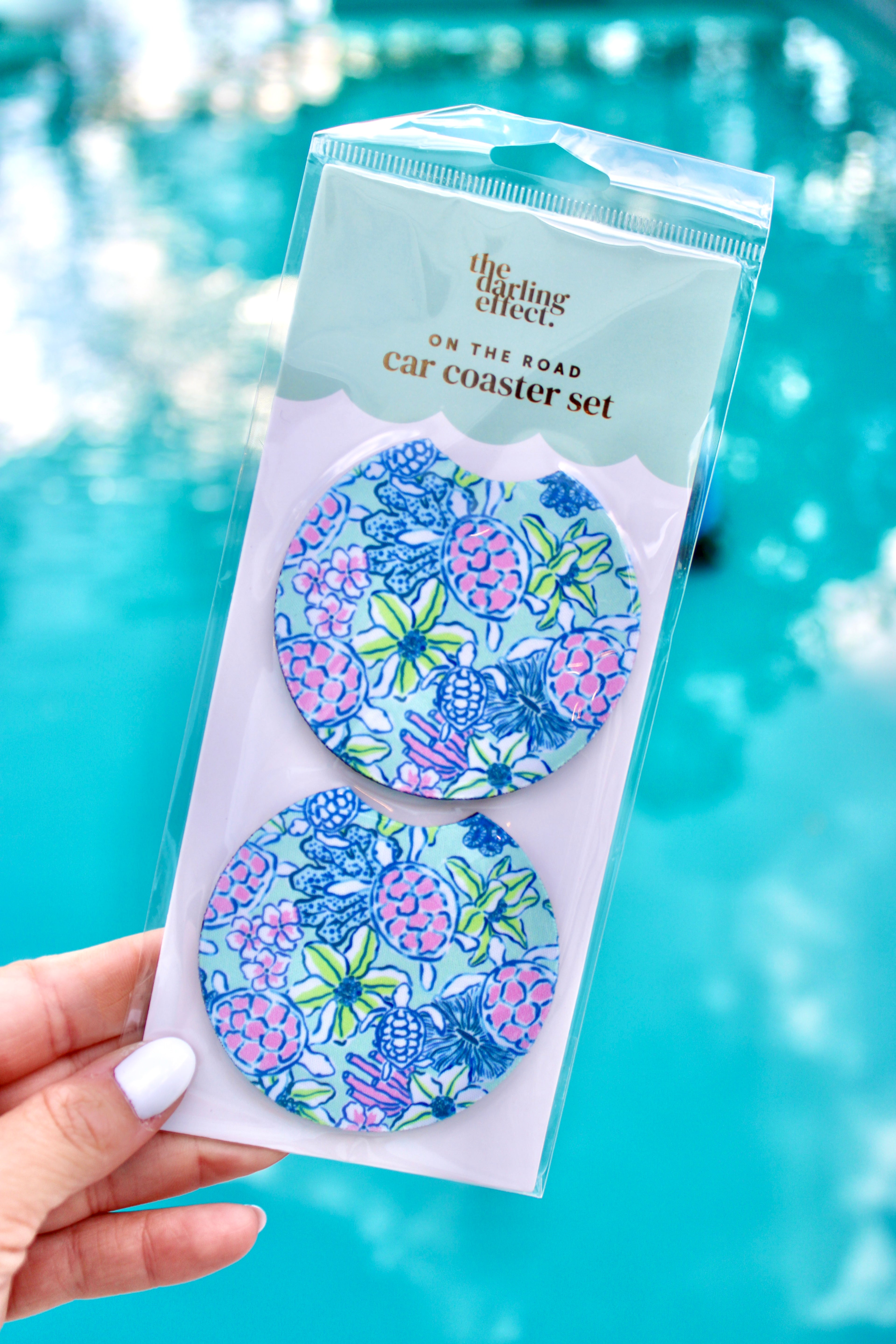 Car Coasters: Blue Floral