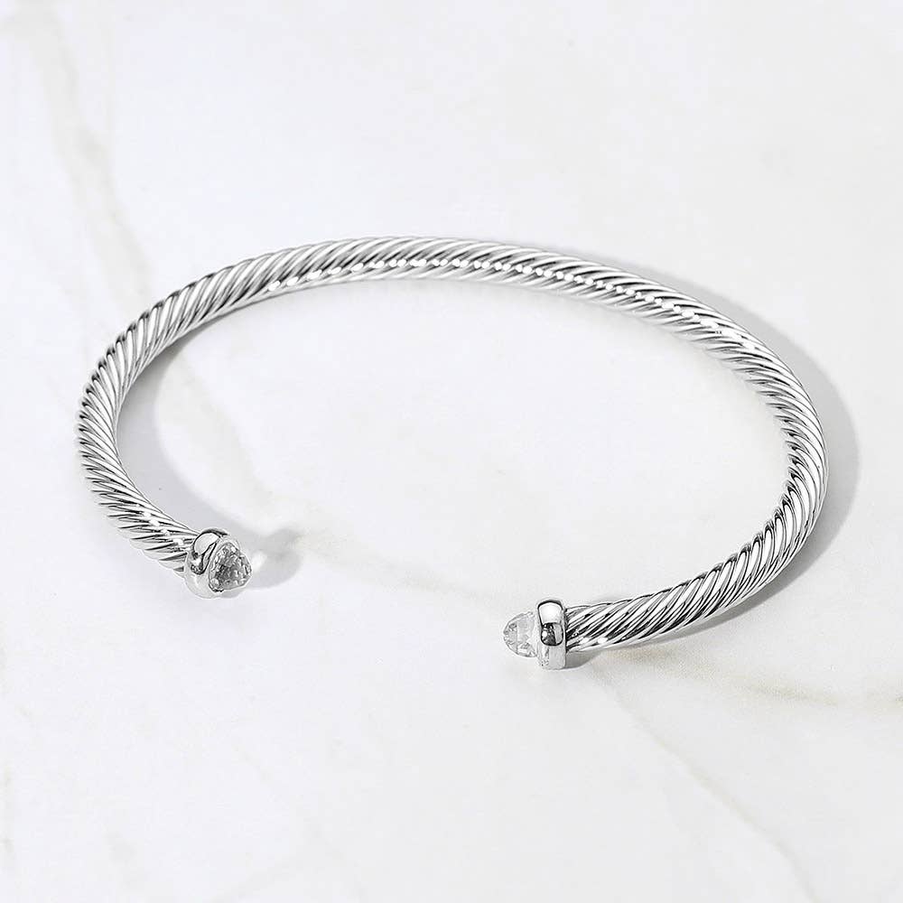 Stone Tip Cuff Bracelet: Silver