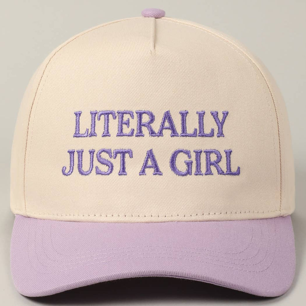 Literally Just A Girl Baseball Cap: Lavender