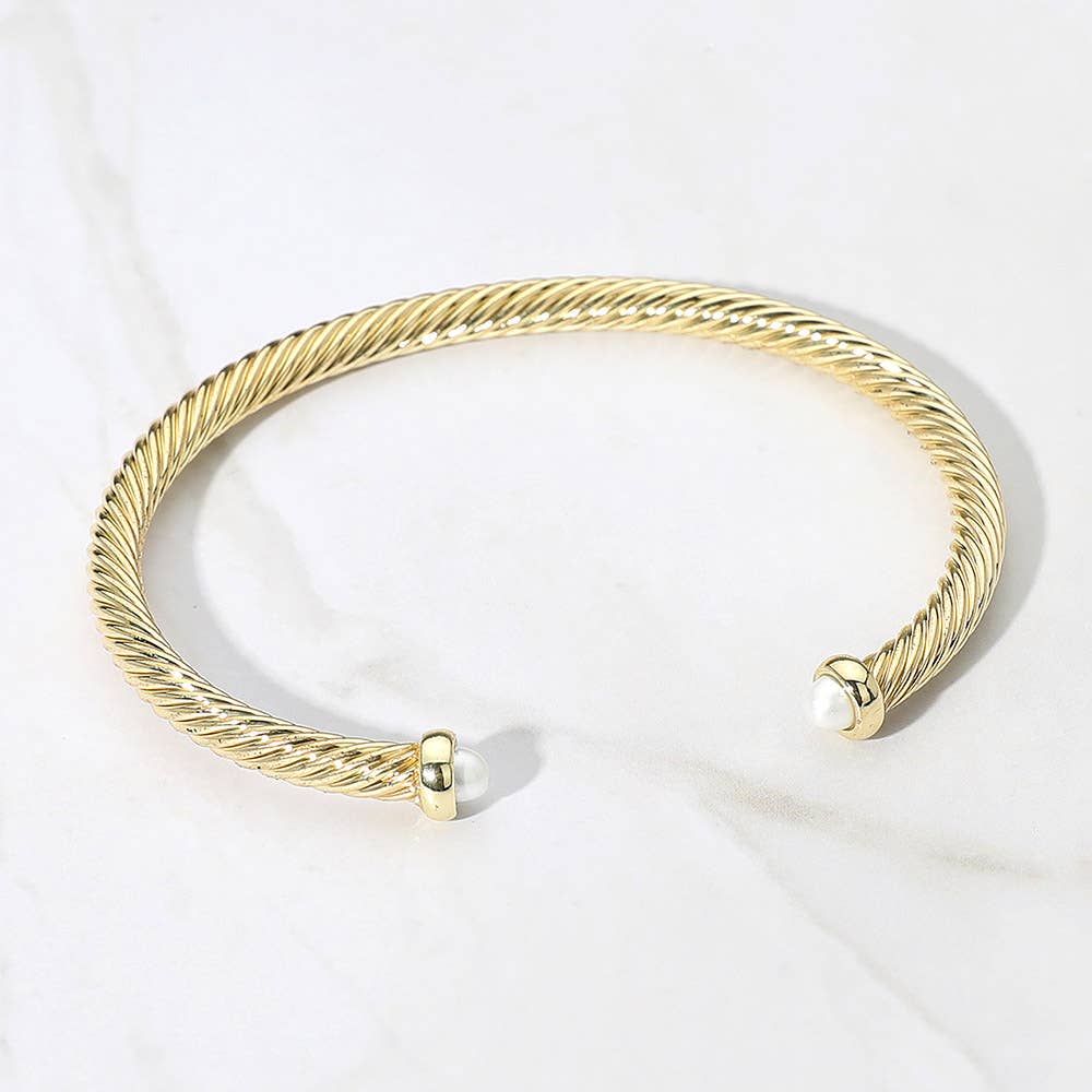 Stone Tip Cuff Bracelet: Gold